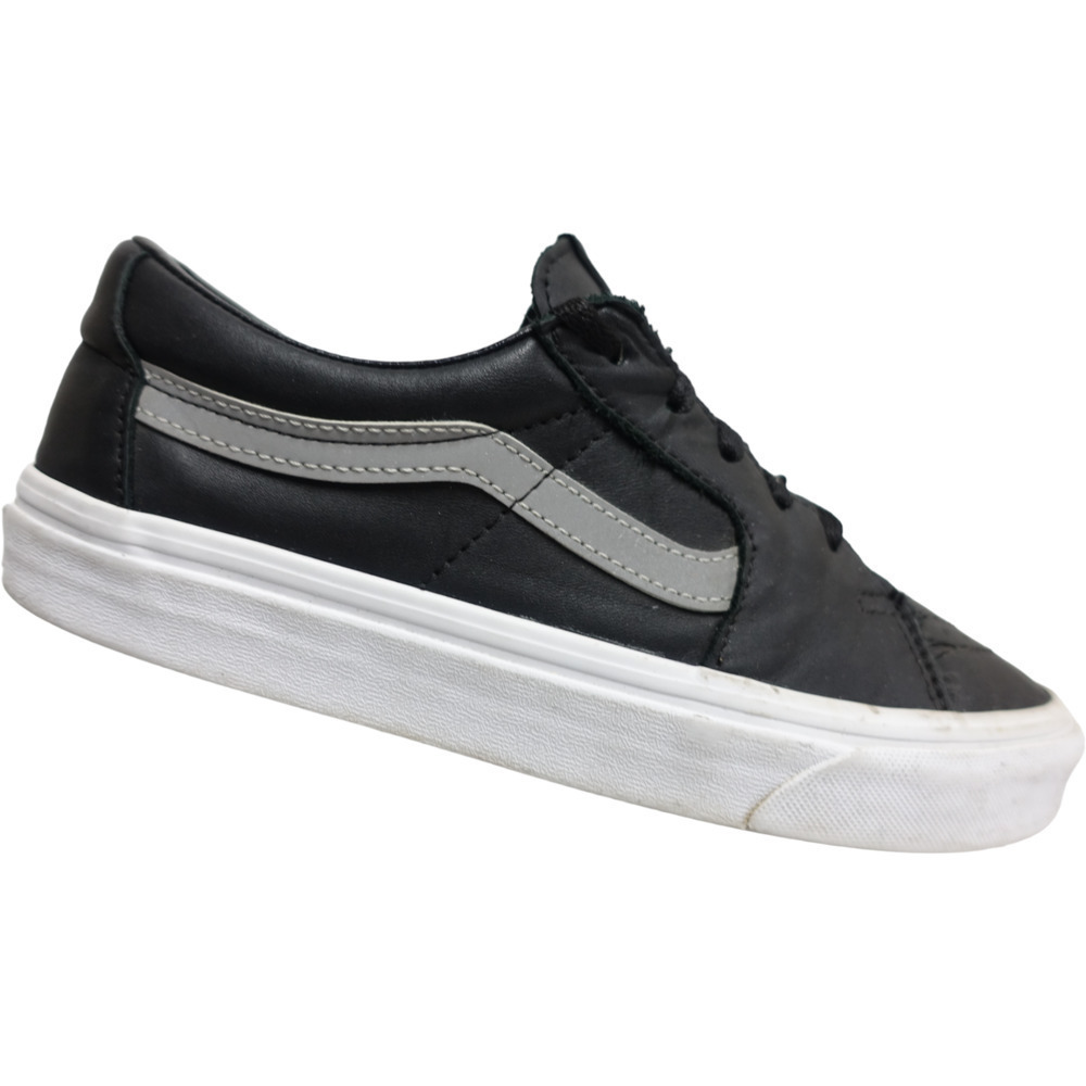VANS Old Skool Leather Black/Silver 8 Men/9.5 Women Low-Top Skate Sneakers